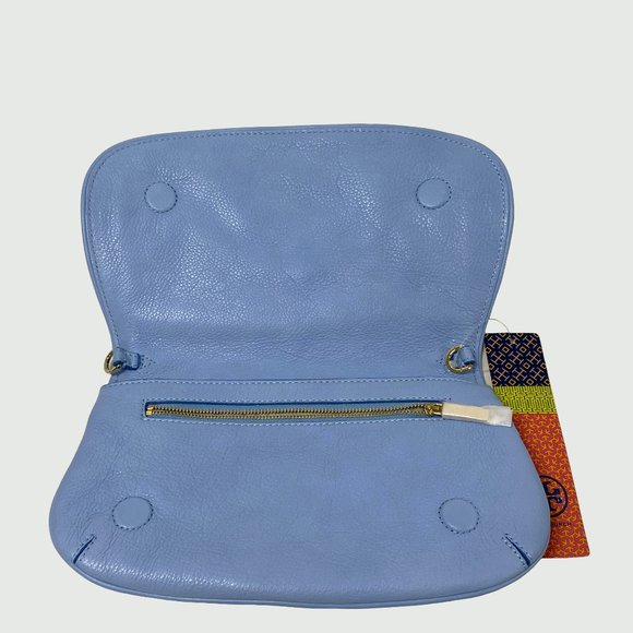 Tory Burch Amanda Light Chambray Logo Clutch - Picture 3 of 9